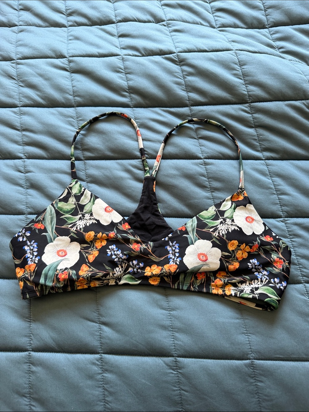 Body Glove Black Floral Bralette with Orange & White Blooms